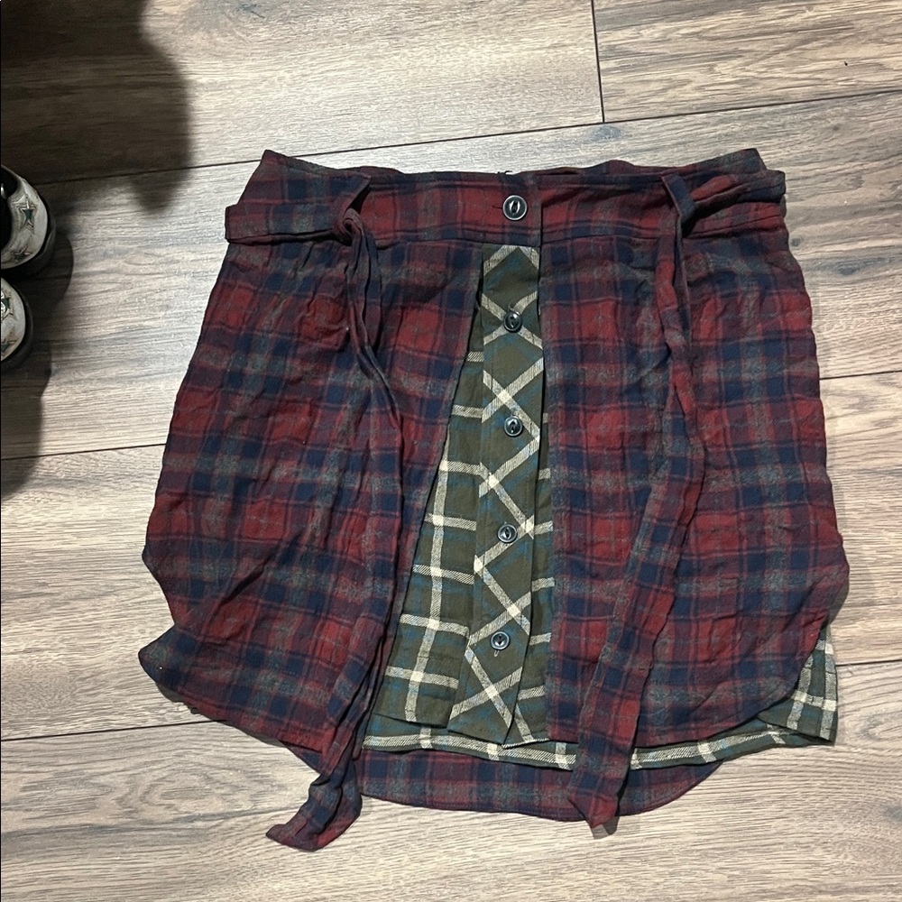 rag & bone Red and Green Plaid Mini Skirt
